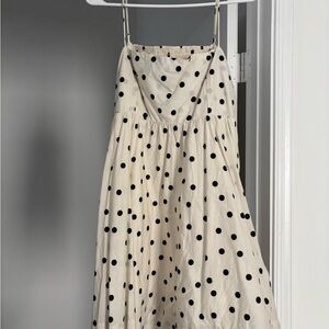 Maeve Cream Dress with Black Polka Dots
